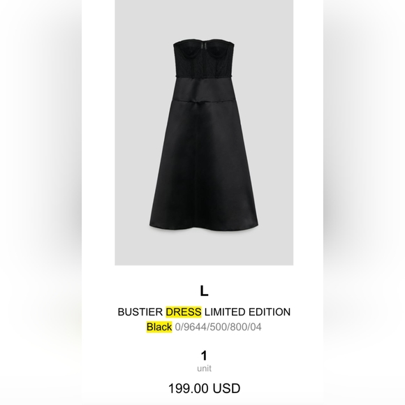 Zara Limited Edition Strapless Black Party Dress - Picture 2 of 6